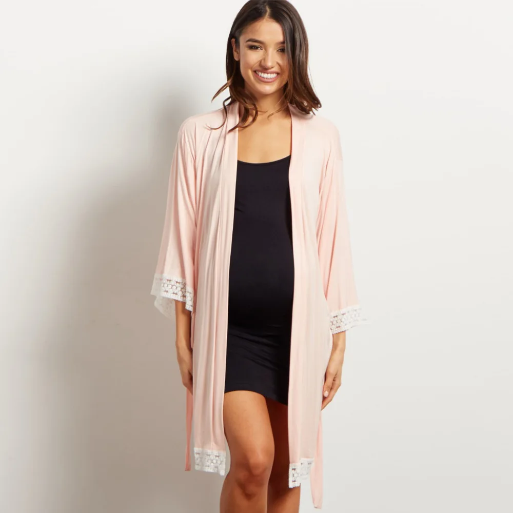 Women Maternity Dress Breastfeeding Nightshirt Lace Sleepwear Nursing Nightgown