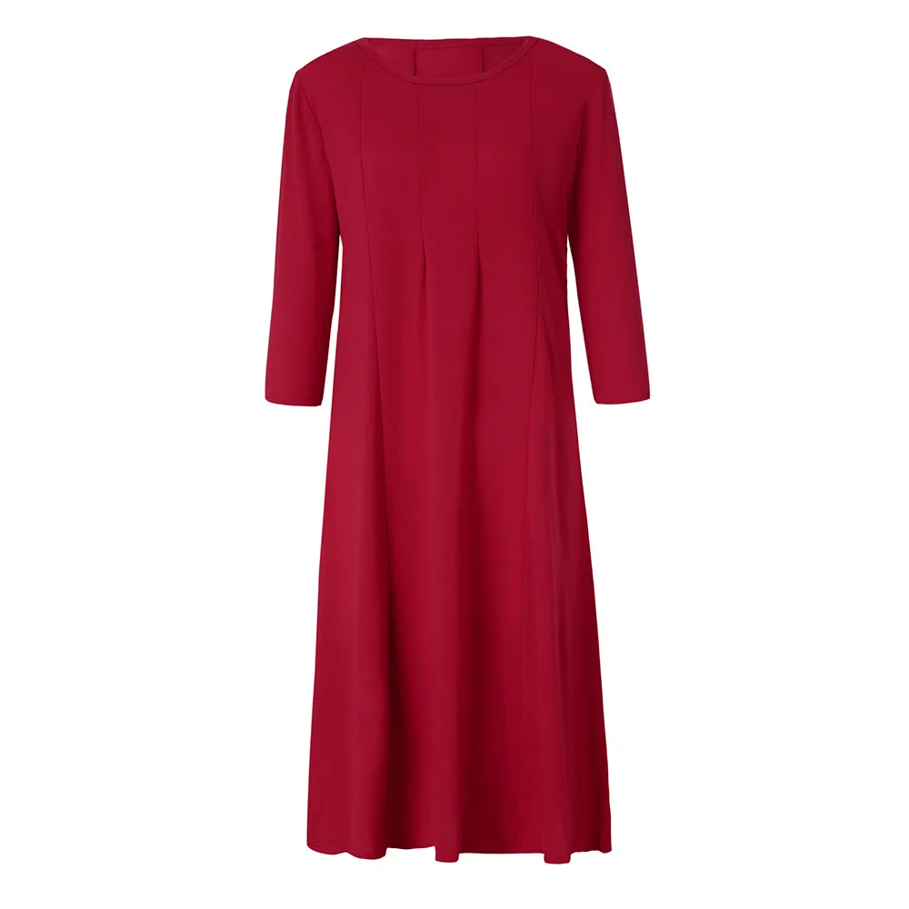 JAYCOSIN Casual Womens Half Sleeve Loose Long Maxi Dress Autumn Winter A-Line Solid color o-neck Dress Vestido Vestidos Elbise