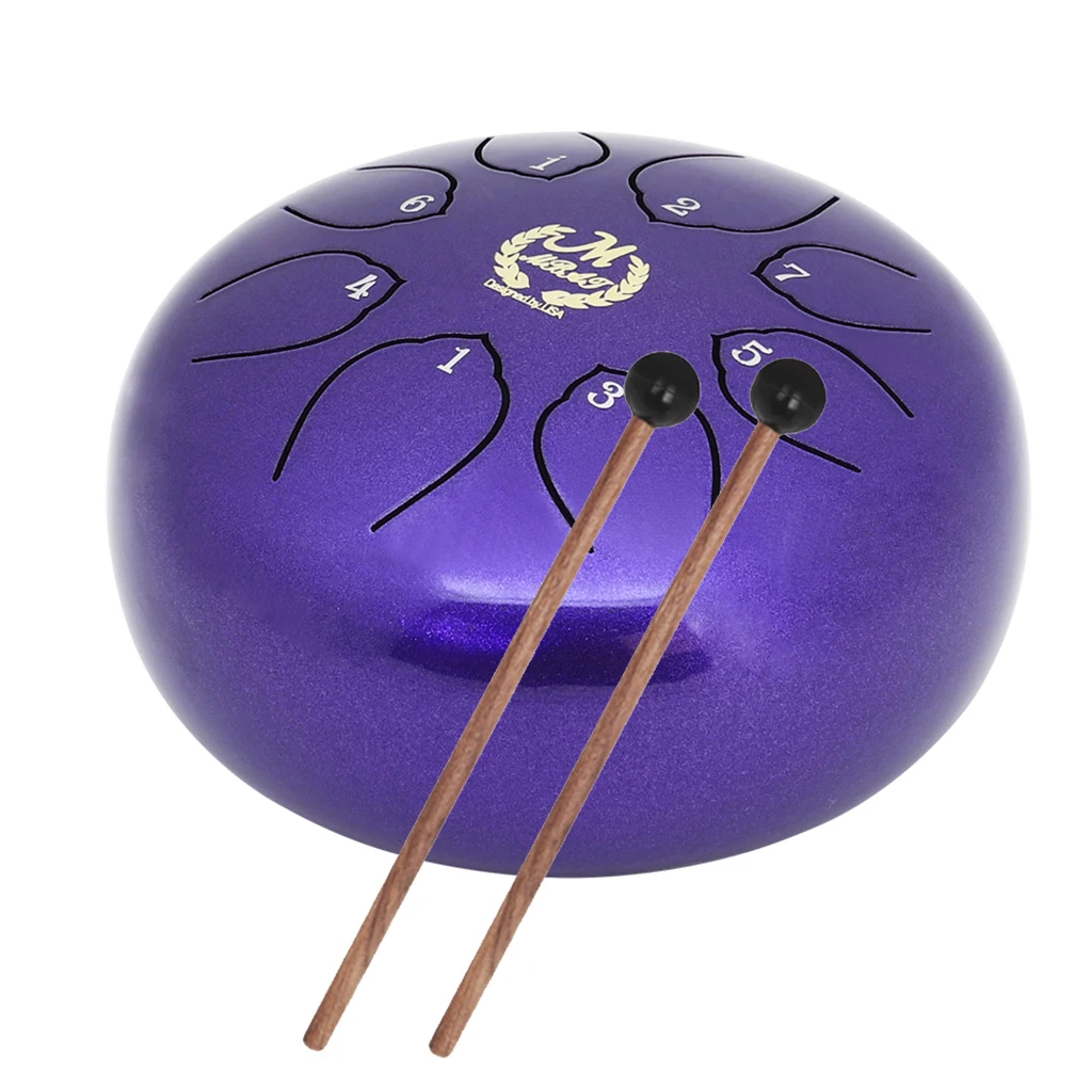 6Inch Lotus Steel Tongue Drum Hand Pan Drum Percussion Instrument w/ Mallets & Carrying Bag for Personal Meditation Yoga Zen