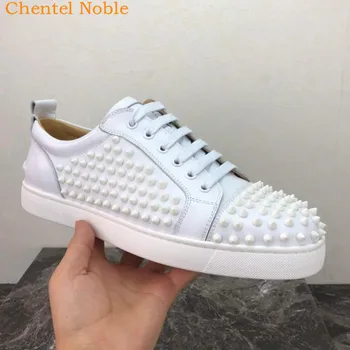 

Brand Chentel Noble Footwear Men Vulcanized Shoes Men Casual Shoes 2019 White Rivet Flat Ankle Fashion Sneakers Male Shoe