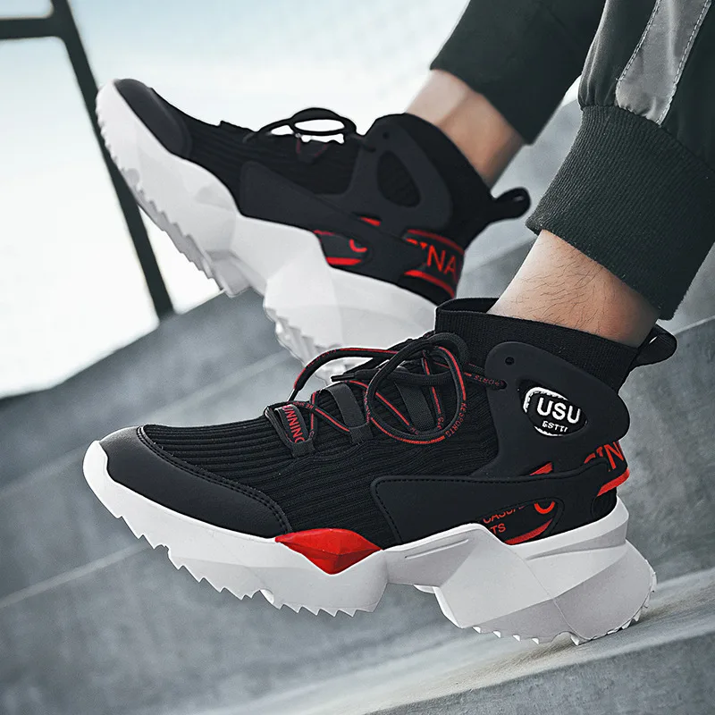 

High Shoes Ozhouzhan Athletic Shoes Casual Extra High wa zi xie Men's INS Trend Autumn Fashion Network Red Hip-hop Shoes