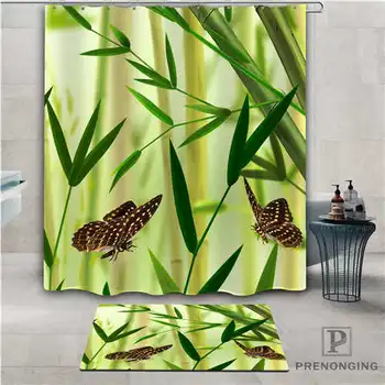 

Custom bamboo (1) Waterproof Shower Curtain Doormat Home Bath Bathroom Polyester Fabric Multi Sizes#2019-01-12-277