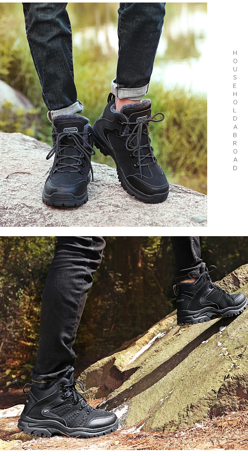 Мужские водонепроницаемые ботильоны; Зимние теплые плюшевые ботинки; мужские уличные кроссовки; рабочие ботинки; мужские резиновые зимние ботинки; размеры 36-47