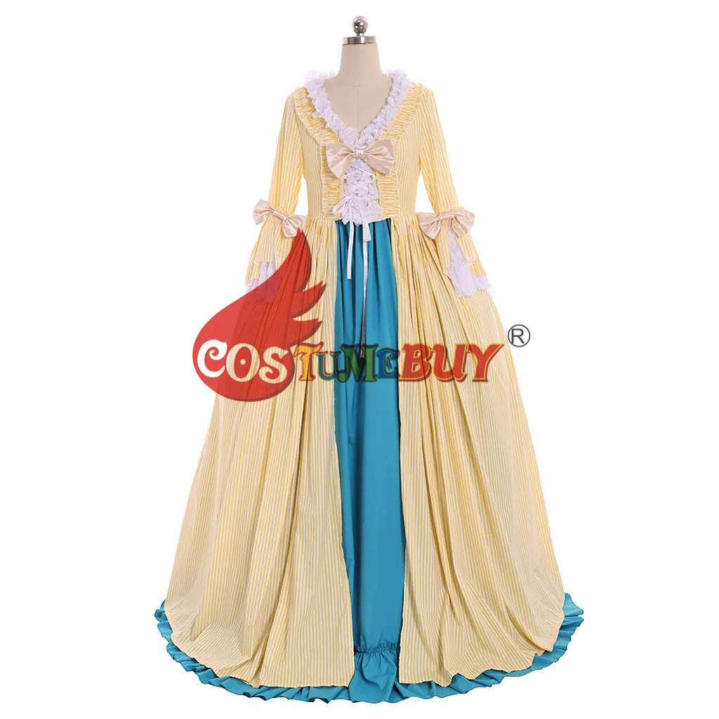 Costumebuy Тюдор Мария Антуанетта рококо Готический Антуанетта барокко викторианская Девичья бальное платье Принцесса Белль платье Желтый