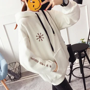 

Fashion Women's Snowflake Letter Print Long Sleeve Casual Antler Hoodie Sweatshirt Oversize hoodies Pullovers Tops Female