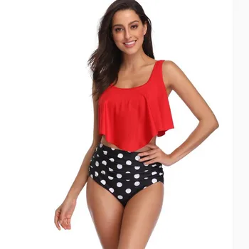 

2020 Sexy Two Piece Swimsuit lady Swimwear Women Ruffle Adjustable Shoulder Bodysuit Bathing Suit Swim Wear Beach wear Monokini