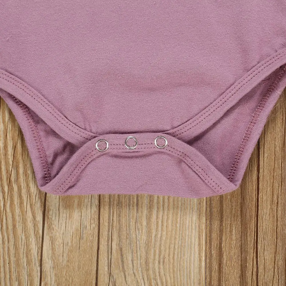 Одежда для новорожденных маленьких девочек фиолетовые Топы + штаны с цветочным