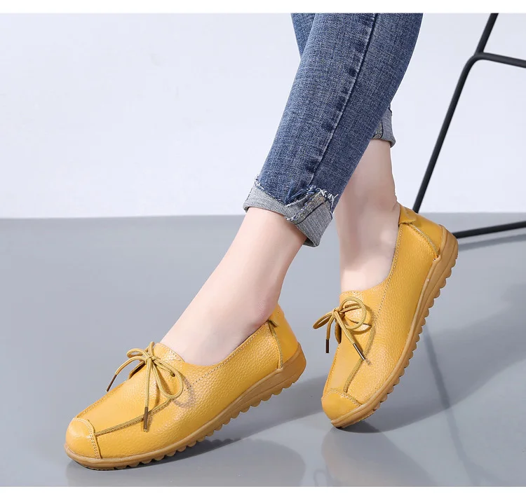 AH1805-2020 Spring Autumn Shoes Woman Genuine Leather Walking Flat Shoes Woman-10