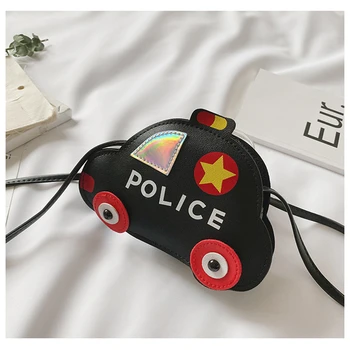 

2020 Fashion Trend Kids Cartoon Police Car Crossbody Bag PU Leather Cute Car Shape Messenger Shoulder Bag Girls Small Purse