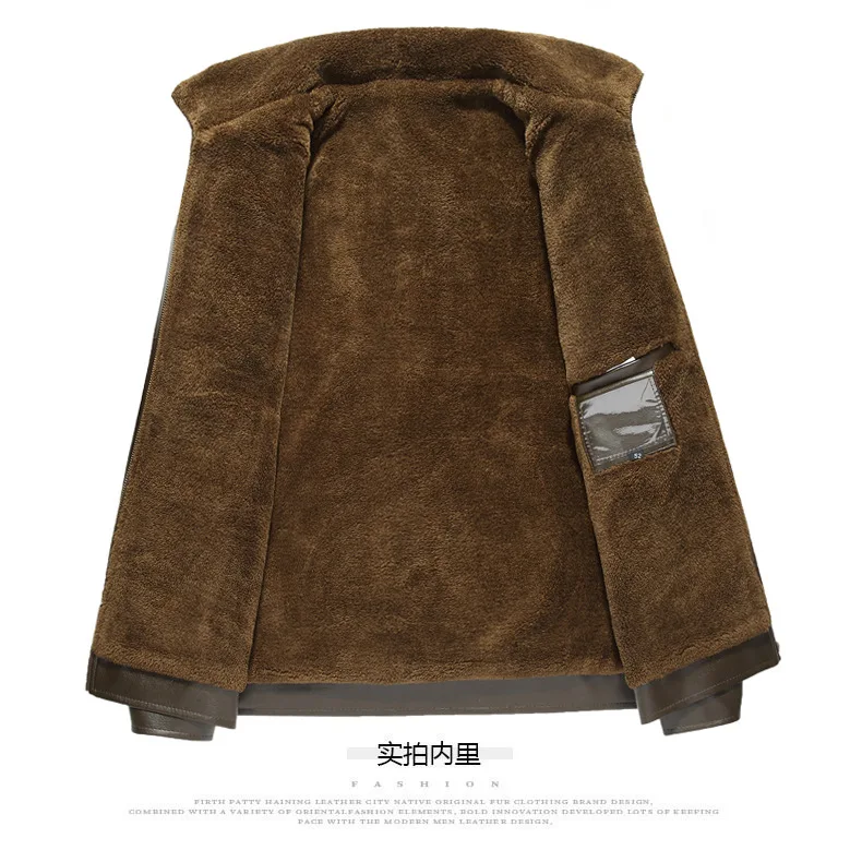 Middle-aged Leather Coat Wandering Peddler Leather Coat Large Size Leather Coat Men's Jacket Source Fur Leather Coat Men's