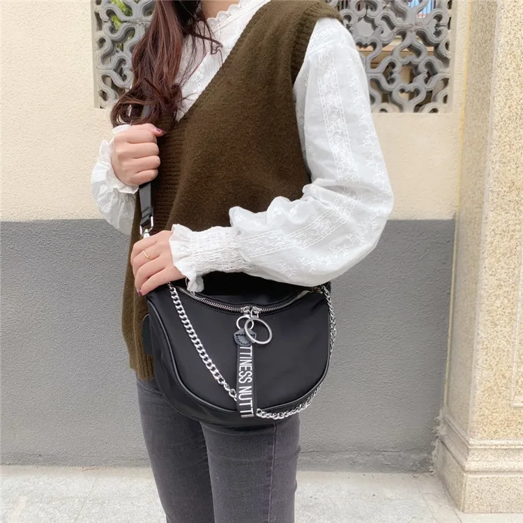

2020 New Style Shoulder Bag Chain Shoulder Bag Nylon Cloth Size Cycle Double Pull Head Fashionable WOMEN'S Bag