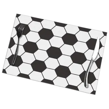 

Table Mats Drink Coaster Table Placemats Football Pattern Coffee Mug Cup Coasters 6 PCS Non-slip Pads