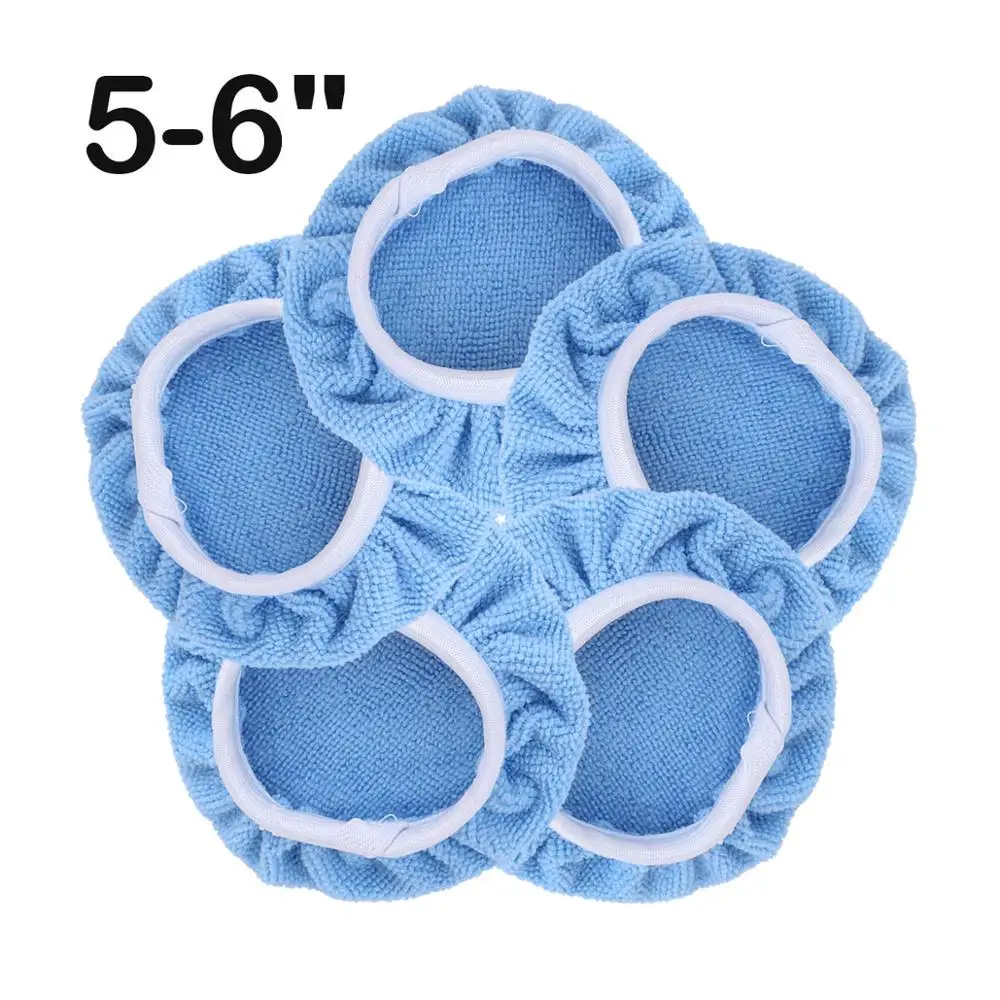 5 Pieces 56 Inches Auto Car Polisher Pad Blue Soft Microfiber Waxing