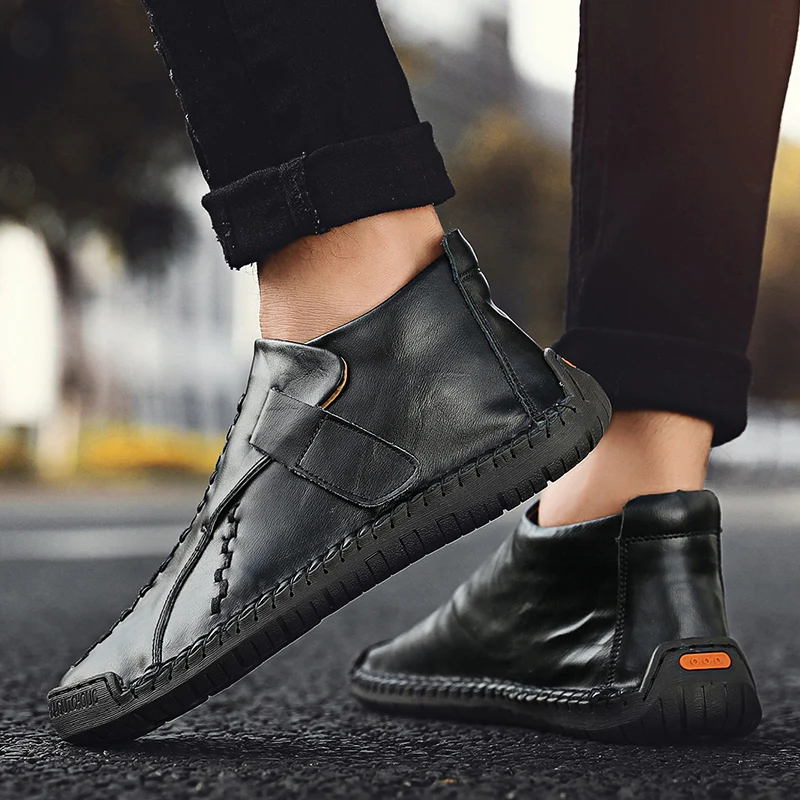  Winter Men Boots Warm Fur Mens Snow Boots Quality Leather Mens Ankle Boots Winter Keep Warm Men Shoes Zapatos De Hombre