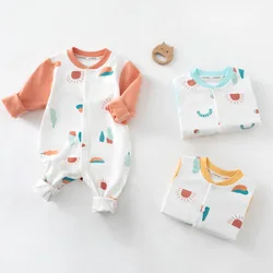 Combinaison pyjama en coton pour nouveau né, barboteuse, vêtements de printemps et d'automne 