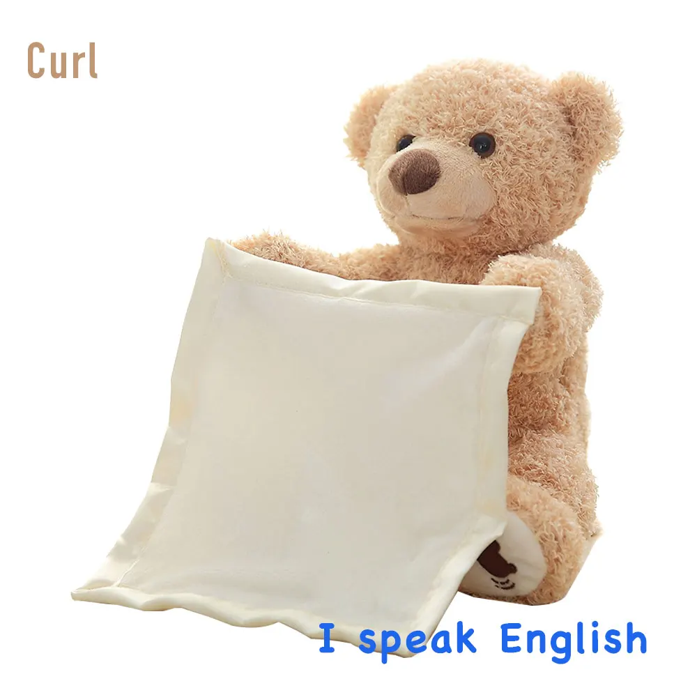 Peek a Boo Медведь играть в прятки детские игрушки 30 см Электронный музыкальный медведь милые мягкие плюшевые куклы подарок на день рождения Рождество для детей - Цвет: Curl English