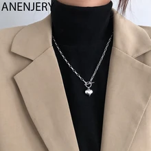 ANENJERY, простые, 925 пробы, серебряные, удачливые бусы, ожерелья для женщин, короткая цепочка, чокер, ожерелье, S-N554 ANENJERY, простые, 925 пробы, серебряные, удачливые бусы, ожерелья для женщин, короткая цепочка, чокер, ожерелье, S-N554