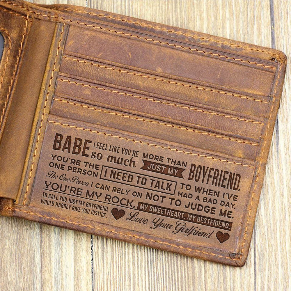 "TO MY BOYFRIEND"-Custom Leather Wallet,Engraved Gifts for men on Birthday,Valentine's Day,Christmas Day Drop Shipping