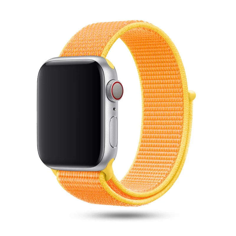 Canary Yellow Спортивная петля для Apple watch, ремешок 42 мм, 38 мм, 44 мм, 40 мм, тканый нейлоновый браслет correa iwatch серии 4, 3, 2, 1, браслет для часов Apple watch 5, 4 - Цвет ремешка: Canary Yellow
