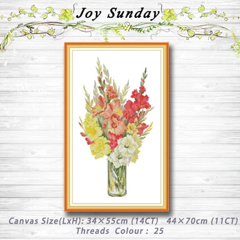 

Gladiolus flowers vase decor painting 14CT 11CT counted cross stitch kits embroidery sets Needlework Sets Home decor