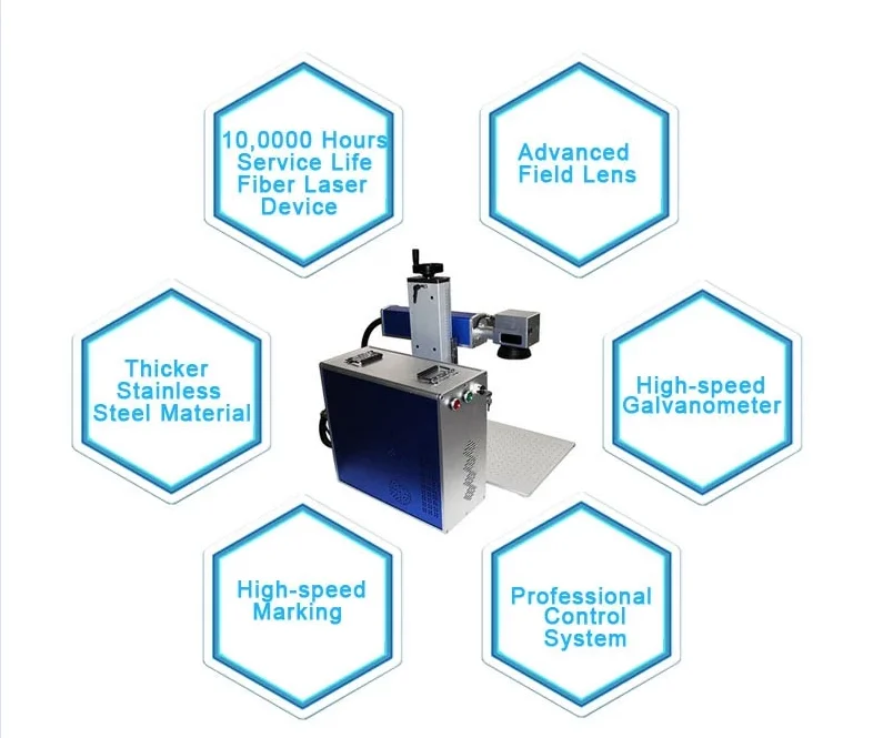Updated Fiber Laser Marking Machine with Rotary 30W Desktop Mini Raycus Metal Laser Engraving Machine good price hot sell
