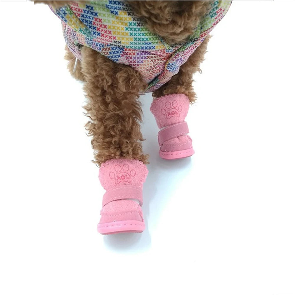 Домашние питомцы собаки Тапочки; нескользящая подошва; для Dog Snow Водонепроницаемый резиновые носки; пинетки домашние питомцы, собаки, зимняя обувь щенков обувь песиков для маленьких 4 шт./компл