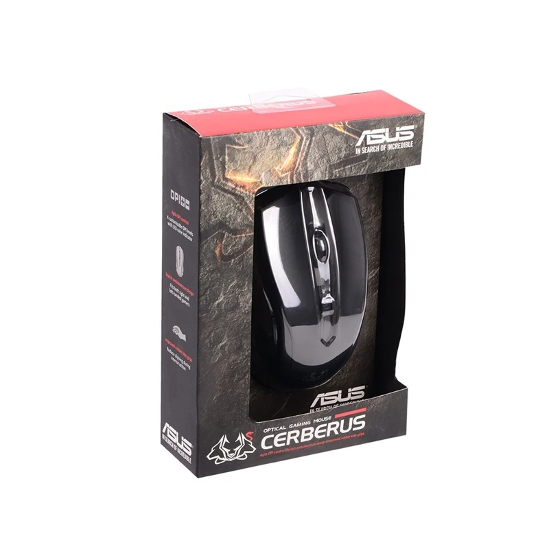 Мышь ASUS Cerberus Black оптическая, проводная, 2500 dpi, USB, цвет: черный
