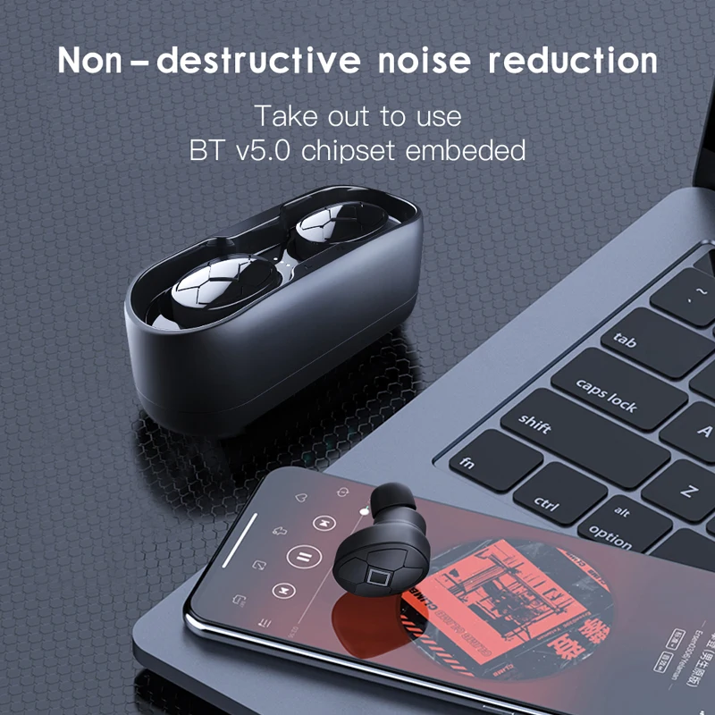 Wireless Earphone Sports Earbuds Bluetooth 5 0 V5 TWS Headset Noise Cancelling Mic For iPhone Huawei Samsung Xiaomi Redmi Huawei