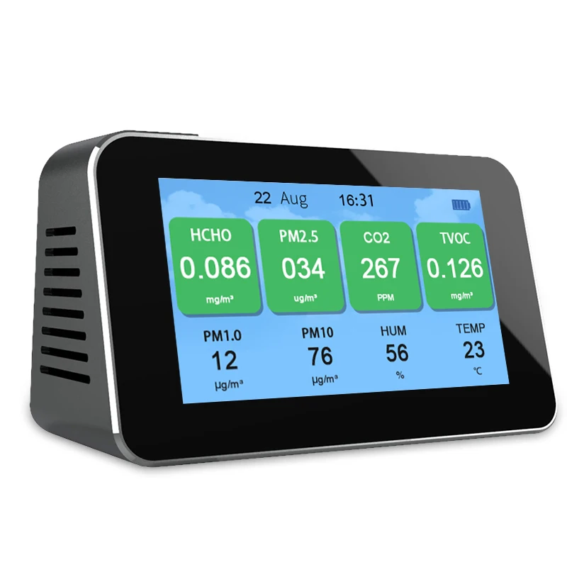 Air Quality Meter Digital LCD Gas Formaldehyde Detector TVOC HCHO CO2 PM2.5 E0U6