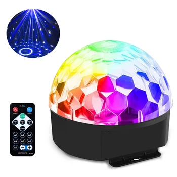 

6 color Sound Activated Rotating Disco Ball Party Lights LED RGB DJ Stage Light For Christmas Wedding Party