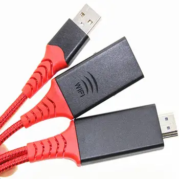 

HDMI to USB Cable Wireless Screencaster 2.4GHz+5GHz Dual-band WiFi USB Wired/Wireless Adapter for Phone/iPad/Mac book Projector