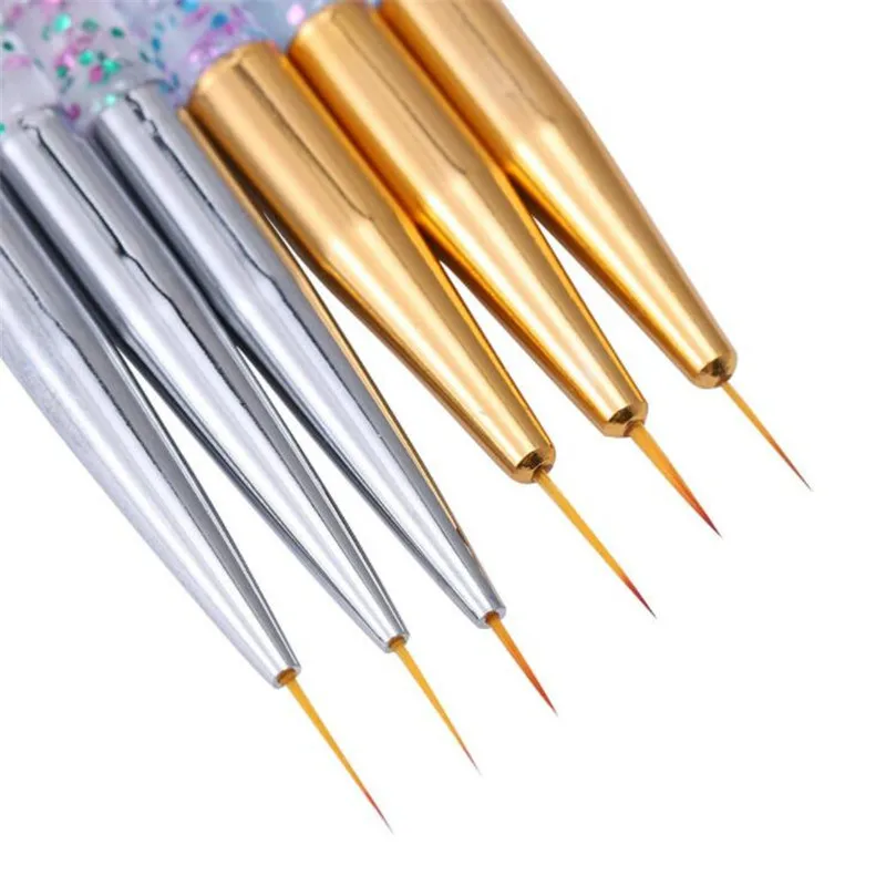 3Pcs Acrylic French Stripe Nail Art Liner Brush Set 3D Tips Manicure Ultra-thin Line Drawing Pen UV Gel Brushes Painting Tools