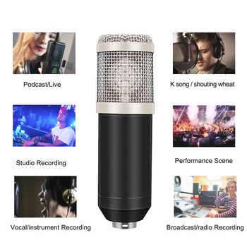Micrófono de condensador para estudio, accesorio con filtro Pop y alimentación fantasma, grabación Vocal, KTV, Karaoke, BM 800, Youtuber, Bm800 4