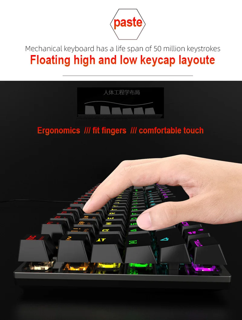 Forev FV-Q302 Clavier de jeu mécanique RGB pro-2