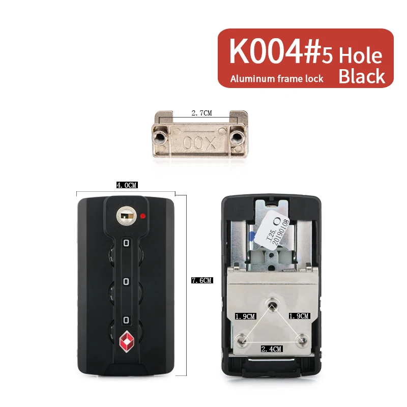 K004-Black-5Hole Багажный Чемодан Аксессуары цинковый сплав алюминиевая рама замки цифры номер Пароль замок противоугонные кодовые замки таможенный замок - Цвет: K004-Black-5Hole