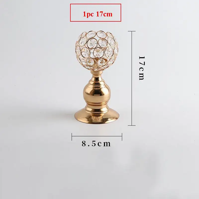 1pc 17cm Роскошный Золотой подсвечник с кристаллами арахиса романтический подсвечник вечерние бар домашние канделябры милые свадебные Центральная Свеча фонарь - Цвет: 1pc 17cm