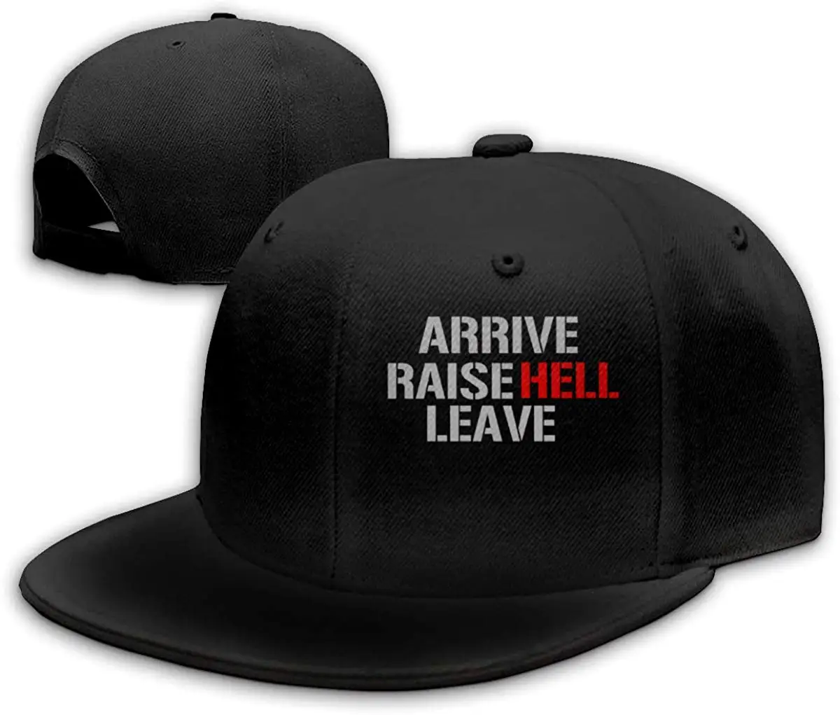 Arrive Raise Hell Leave унисекс бейсболка с плоским Биллом Регулируемая черная