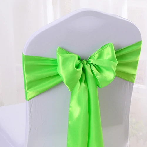 20pcs Chair Sashes Satin Silk Cloth Wedding Chair Knot Bows Seat Chair Cover Bow Sashes DIY Ribbon for Party Chair Decoration - Цвет: Fruit green