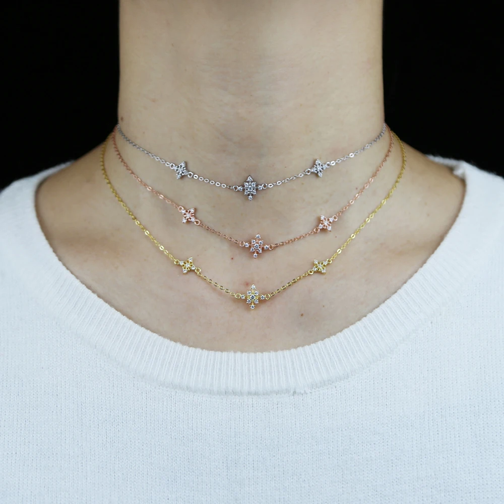 Женское Ожерелье-чокер с фианитом очаровательное колье золотистого цвета