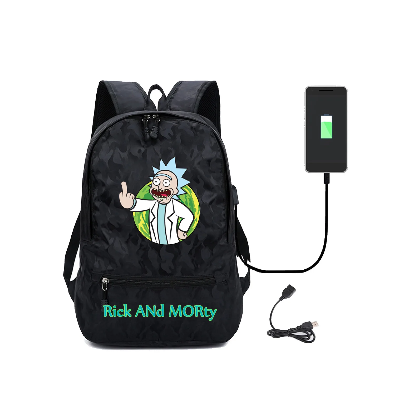 

Rick And Morty Theme Pattern New Style Casual Men And Women-Backpack Lettered Outdoor STUDENT'S Backpack