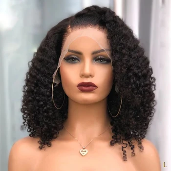 

Side Part Synthetic Lace Front Wig For Women Afro Kinky Curly Heat Resistant Fiber Hair Wig With Baby Hair Natural Hairline