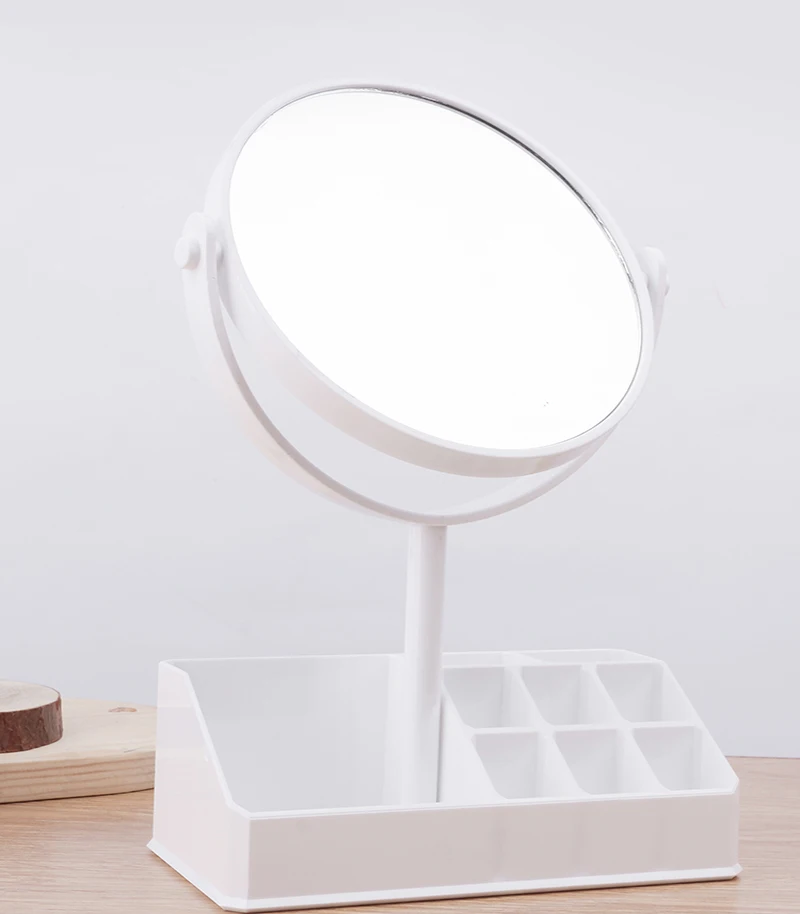 Новое двухстороннее круглое зеркало для туалетного столика зеркало для общежития маленькое зеркало 3 раза увеличение настольное зеркало коробка для хранения