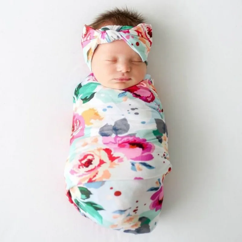 Newborn Receiving Blanket Baby Swaddle wrap Photography Prop Blankets Sleeping Wrap Headband | Мать и ребенок