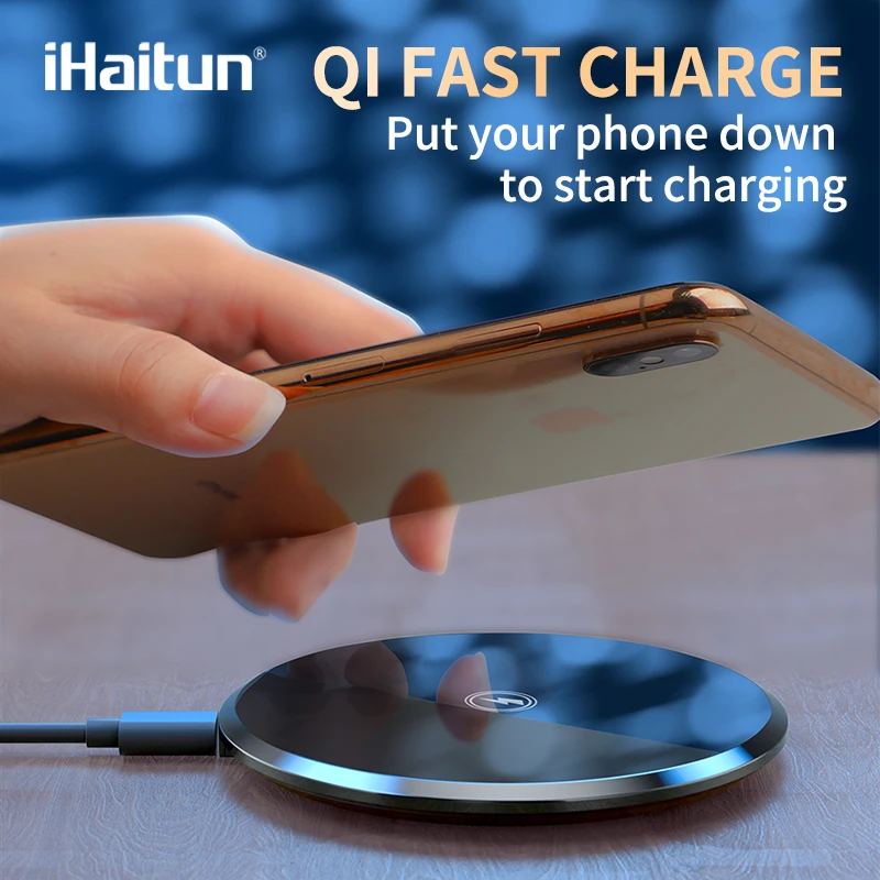 IHaitun роскошное Qi Беспроводное зарядное устройство для быстрой зарядки для iPhone 11 Pro, беспроводное зарядное устройство для мобильного телефона, подставка для samsung S10