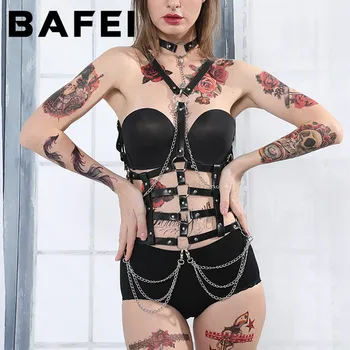 

BAFEI Sexy Women Leather Harness Garter Belt Harajuku Erotic Bindings Waist Bondage Fetish Holographic Garter Harajuku Underwear