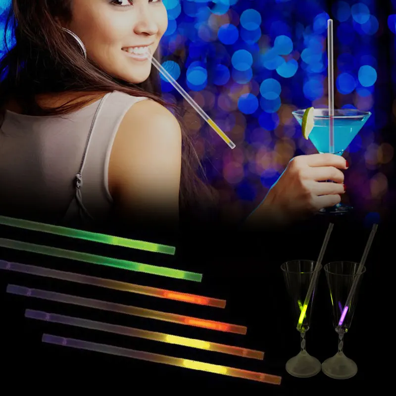Аксессуары для бара светящиеся флуоресцентные соломинки напитков украшение