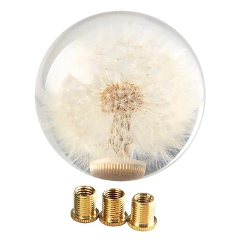 

Racing Shift Knob Universal 70MM Head Crystal Ball with Dandelions Flowers Shift Knob with 3 Threaded Adapters