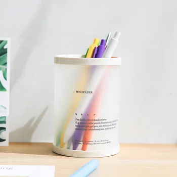 

Multi-function Desktop Pen Holder Cylindrical Shaped Office School Storage Case Clear Plastic Box Desk Pen Pencil Organizer