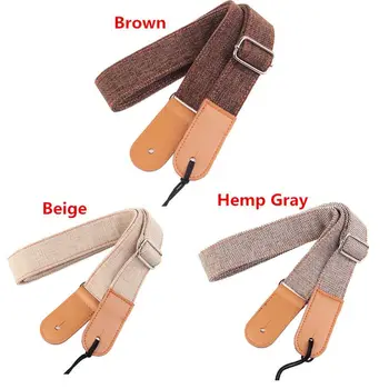 

Cotton and Linen Adjustable Ukulele Strap Small Guitar Belt with PU Leather Ends