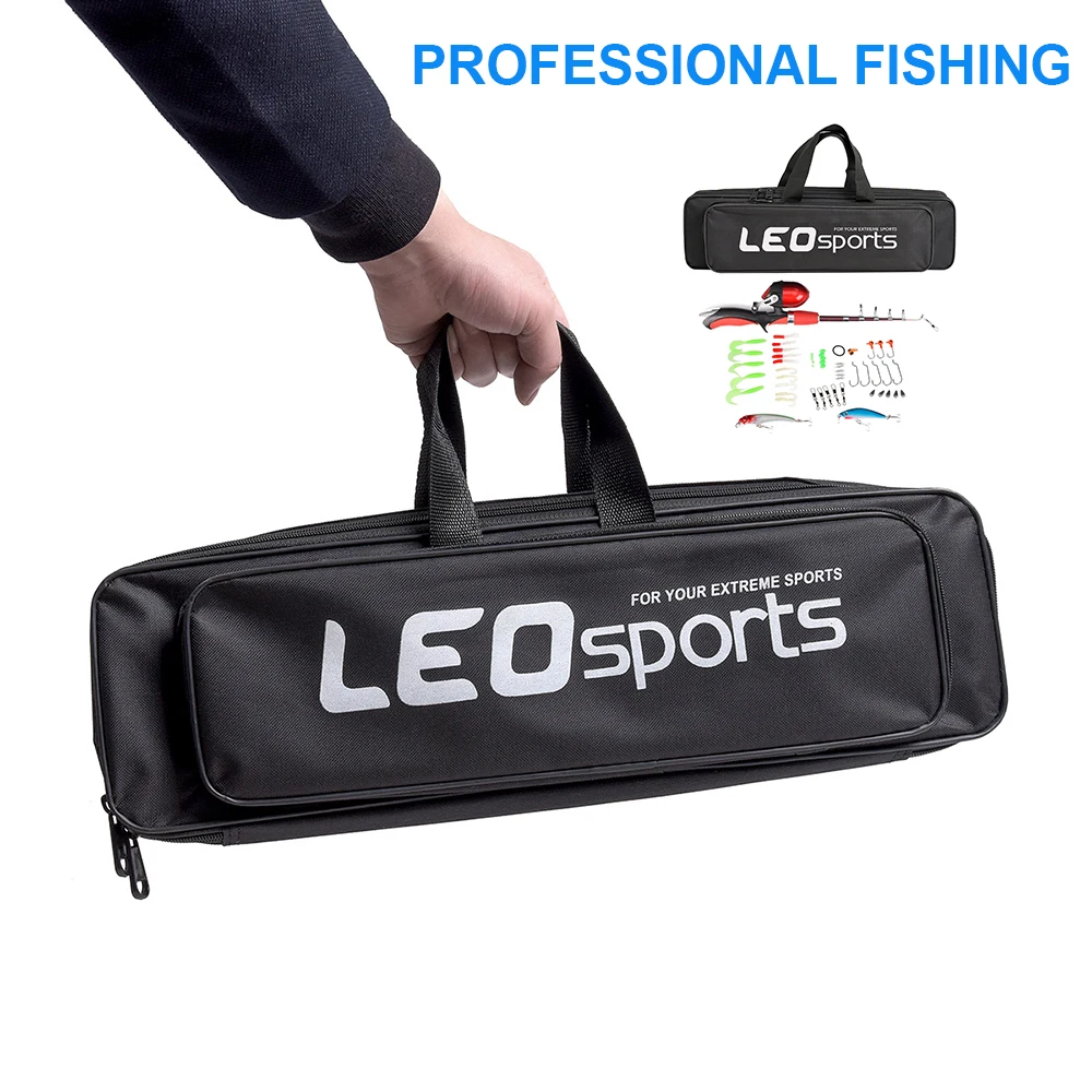

50CM Fishing Bags 2 Layer Portable Multifunction Canvas Fishing Rod Bag Pole Gear Case Fishing Tackle Tools Storage Bag D35